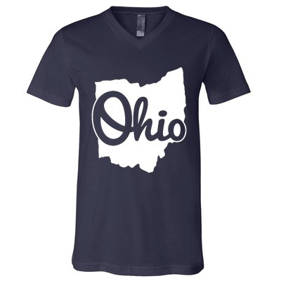 I Love My Ohio Home Script Ohio Buckeye State V-Neck T-Shirt