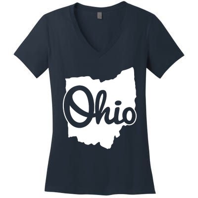 I Love My Ohio Home Script Ohio Buckeye State Women's V-Neck T-Shirt