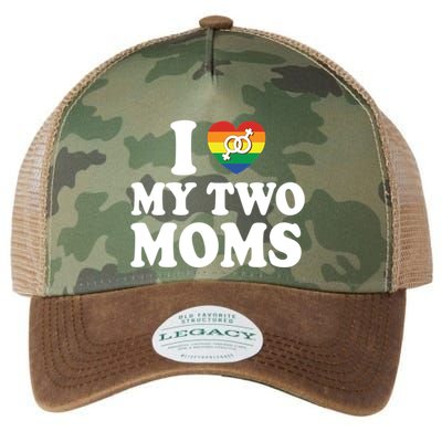 I Love My Two Moms Lgbt Lesbian Mothers Day Gift Legacy Tie Dye Trucker Hat