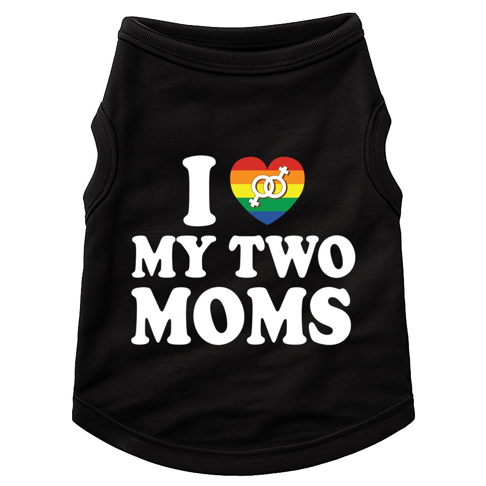 I Love My Two Moms Lgbt Lesbian Mothers Day Gift Doggie Tank