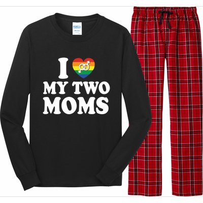 I Love My Two Moms Lgbt Lesbian Mothers Day Gift Long Sleeve Pajama Set