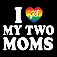 I Love My Two Moms Lgbt Lesbian Mothers Day Gift Flat Bill Trucker Hat