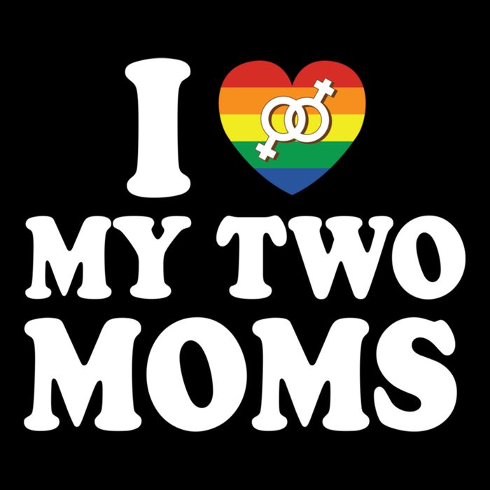 I Love My Two Moms Lgbt Lesbian Mothers Day Gift Flat Bill Trucker Hat