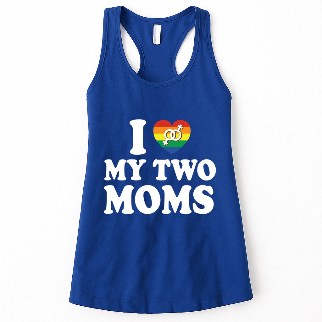 I Love My Two Moms Lgbt Lesbian Mothers Day Gift Womens Tank Top
