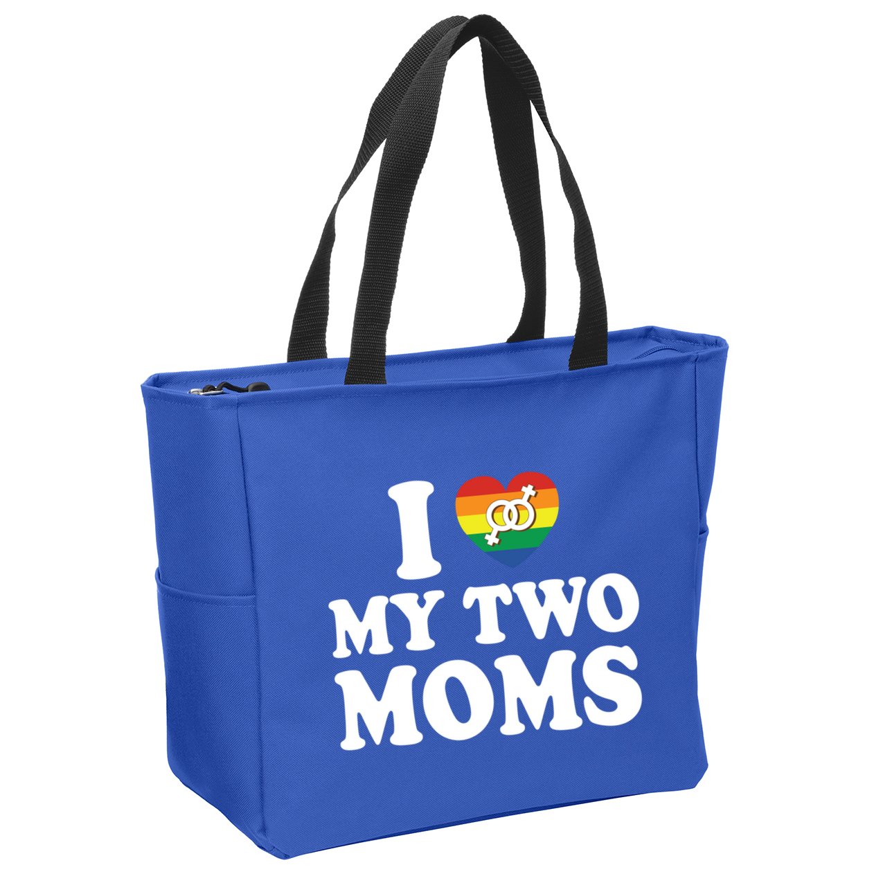 I Love My Two Moms Lgbt Lesbian Mothers Day Gift Zip Tote Bag