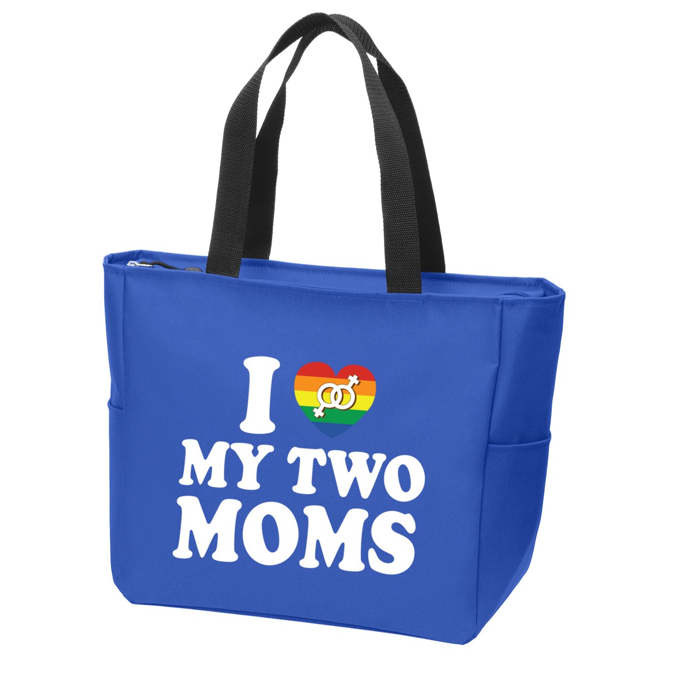 I Love My Two Moms Lgbt Lesbian Mothers Day Gift Zip Tote Bag
