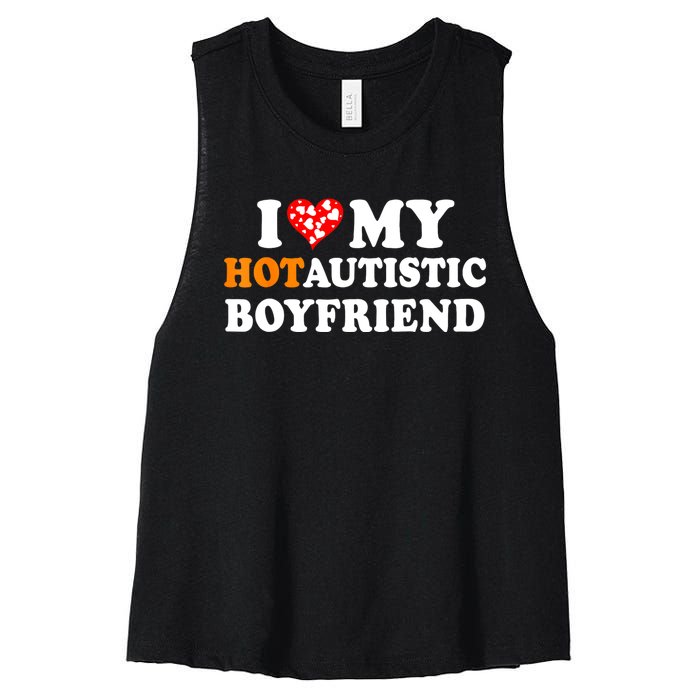 I Love My Hot Autistic Boyfriend Women's Racerback Cropped Tank