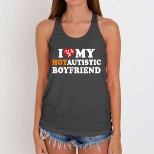 I Love My Hot Autistic Boyfriend Women's Knotted Racerback Tank