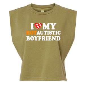 I Love My Hot Autistic Boyfriend Garment-Dyed Women's Muscle Tee