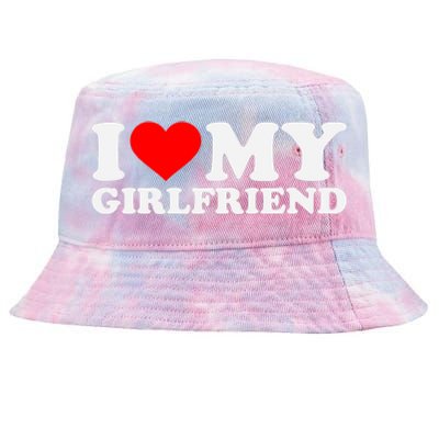 I Love My Hot Girlfriend GF I Heart My Hot Girlfriend Tie-Dyed Bucket Hat