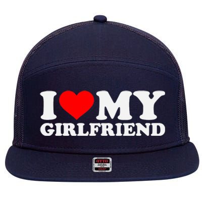 I Love My Hot Girlfriend GF I Heart My Hot Girlfriend 7 Panel Mesh Trucker Snapback Hat