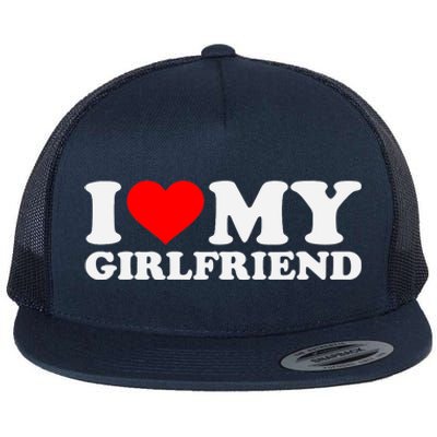 I Love My Hot Girlfriend GF I Heart My Hot Girlfriend Flat Bill Trucker Hat