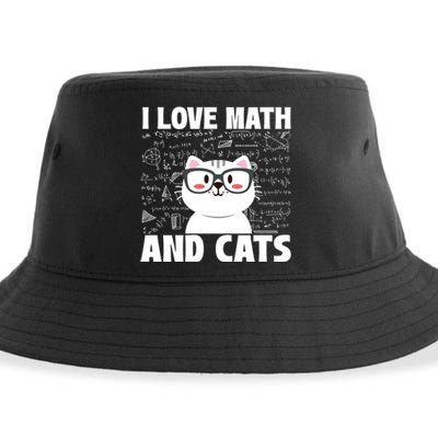 I Love Math And Cats Feline Animal Cat Lover Kitten Kitty Sustainable Bucket Hat