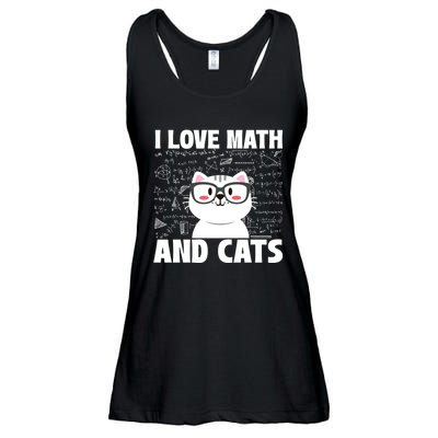 I Love Math And Cats Feline Animal Cat Lover Kitten Kitty Ladies Essential Flowy Tank