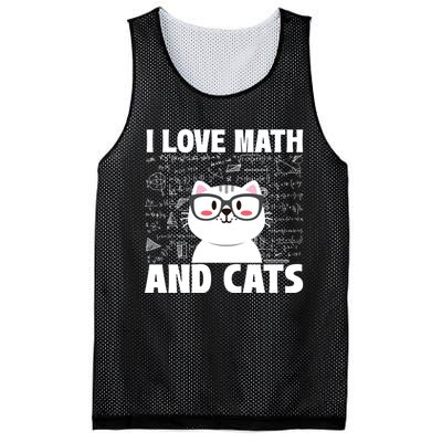 I Love Math And Cats Feline Animal Cat Lover Kitten Kitty Mesh Reversible Basketball Jersey Tank