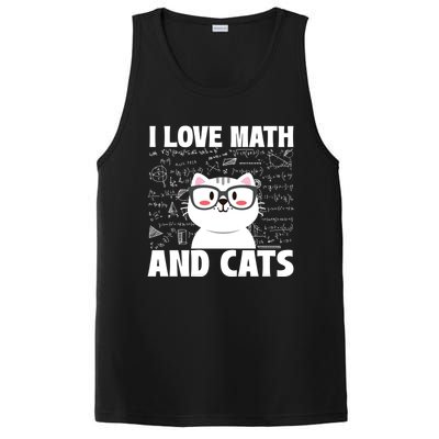 I Love Math And Cats Feline Animal Cat Lover Kitten Kitty PosiCharge Competitor Tank