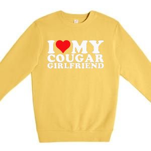 i love my cougar girlfriend i heart my cougar girlfriend gf Premium Crewneck Sweatshirt