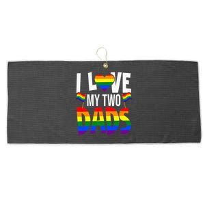 I Love My Two Dads Pride LGBT Family Matching Pride Gay Large Microfiber Waffle Golf Towel