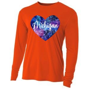 I Love Michigan Usa Great Gift Cooling Performance Long Sleeve Crew