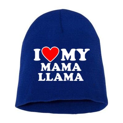 I Love My Mama A Llama Gift With Heart Gift Short Acrylic Beanie