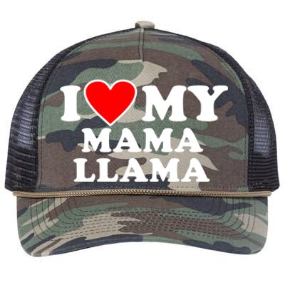 I Love My Mama A Llama Gift With Heart Gift Retro Rope Trucker Hat Cap