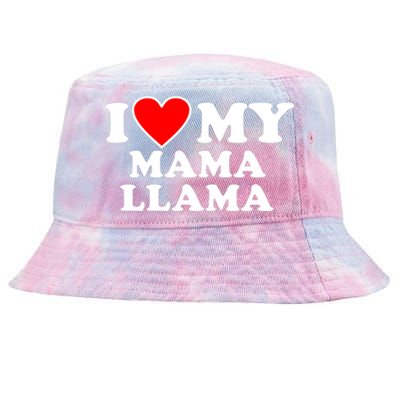 I Love My Mama A Llama Gift With Heart Gift Tie-Dyed Bucket Hat