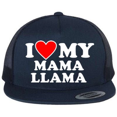 I Love My Mama A Llama Gift With Heart Gift Flat Bill Trucker Hat