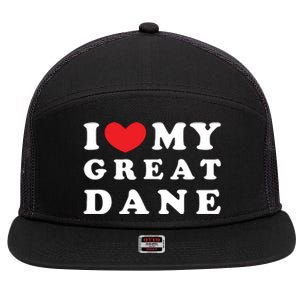 I Love My Great Dane I Heart My Great Dane 7 Panel Mesh Trucker Snapback Hat