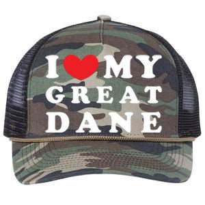 I Love My Great Dane I Heart My Great Dane Retro Rope Trucker Hat Cap