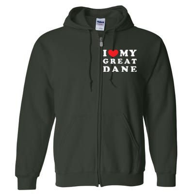 I Love My Great Dane I Heart My Great Dane Full Zip Hoodie