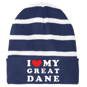 I Love My Great Dane I Heart My Great Dane Striped Beanie with Solid Band