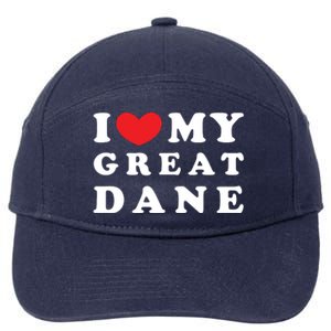 I Love My Great Dane I Heart My Great Dane 7-Panel Snapback Hat