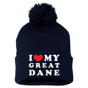 I Love My Great Dane I Heart My Great Dane Pom Pom 12in Knit Beanie