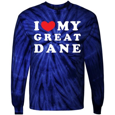 I Love My Great Dane I Heart My Great Dane Tie-Dye Long Sleeve Shirt