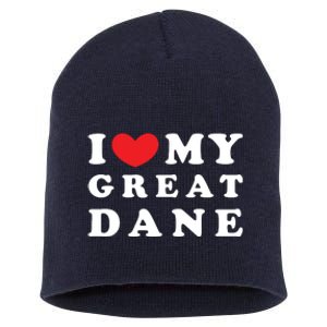 I Love My Great Dane I Heart My Great Dane Short Acrylic Beanie