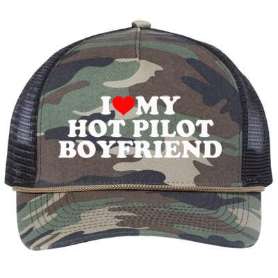 I Love My Hot Pilot Boyfriend Retro Rope Trucker Hat Cap