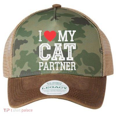 I Love My Cat Partner Funny Cat Lover Partner Valentines Day Legacy Tie Dye Trucker Hat