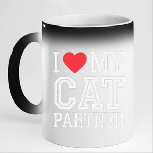 I Love My Cat Partner Funny Cat Lover Partner Valentines Day 11oz Black Color Changing Mug