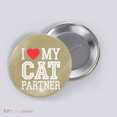 I Love My Cat Partner Funny Cat Lover Partner Valentines Day Button