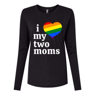 I Love My Two Moms Gift Womens Cotton Relaxed Long Sleeve T-Shirt