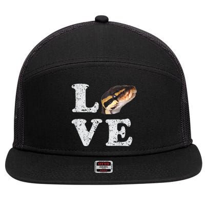 I Love My Ball Python | Pet Snake Lovers Gift 7 Panel Mesh Trucker Snapback Hat