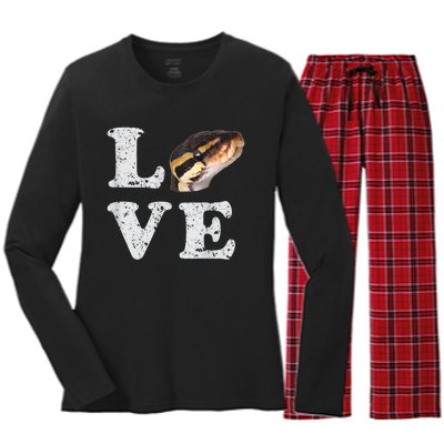 I Love My Ball Python | Pet Snake Lovers Gift Women's Long Sleeve Flannel Pajama Set 