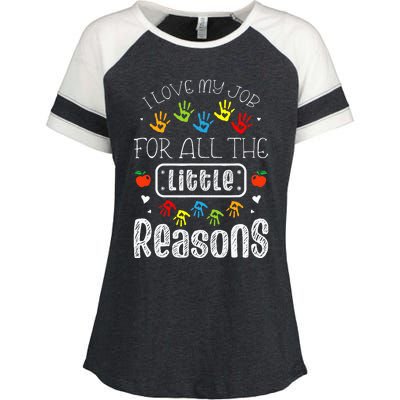 I Love My Job For All The Little Reasons Daycare Teacher Enza Ladies Jersey Colorblock Tee