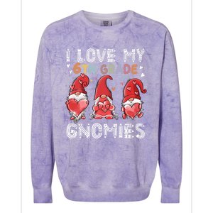 I Love My 6Th Grade Gnomies Funny Valentine Heart Teacher Gift Colorblast Crewneck Sweatshirt