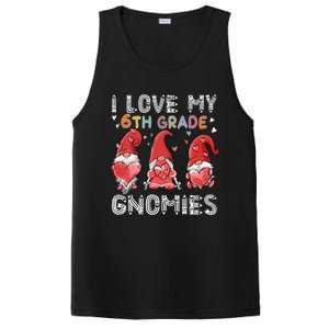 I Love My 6Th Grade Gnomies Funny Valentine Heart Teacher Gift PosiCharge Competitor Tank