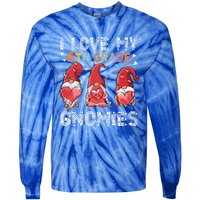 I Love My 6Th Grade Gnomies Funny Valentine Heart Teacher Gift Tie-Dye Long Sleeve Shirt