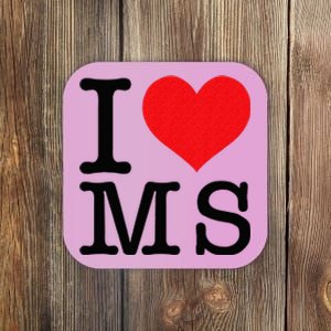 I Love MS Mississippi Heart Lover Resident State Pride Coaster