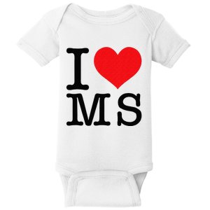 I Love MS Mississippi Heart Lover Resident State Pride Baby Bodysuit