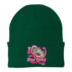 I Love Moo Deng Baby Hippo Knit Cap Winter Beanie