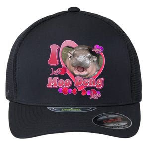 I Love Moo Deng Baby Hippo Flexfit Unipanel Trucker Cap